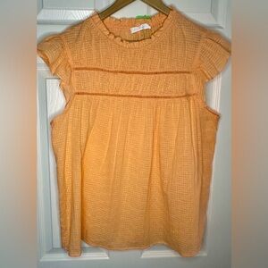 Orange Ruffled Cap Sleeve Blouse